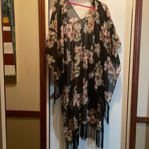 Torrid one size black floral cover up